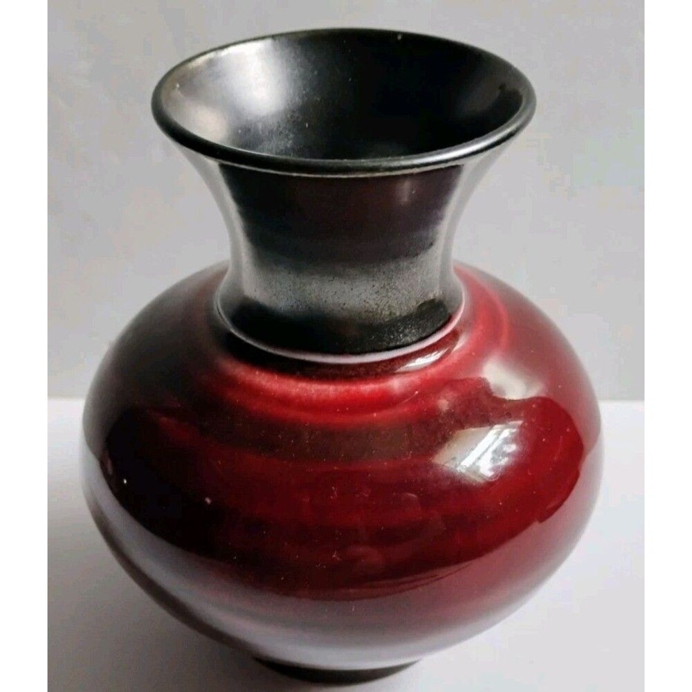 Vtg Dan Wheeler Studio Pottery Porcelain Vase Oxblood Red Metallic Glaze Oregon